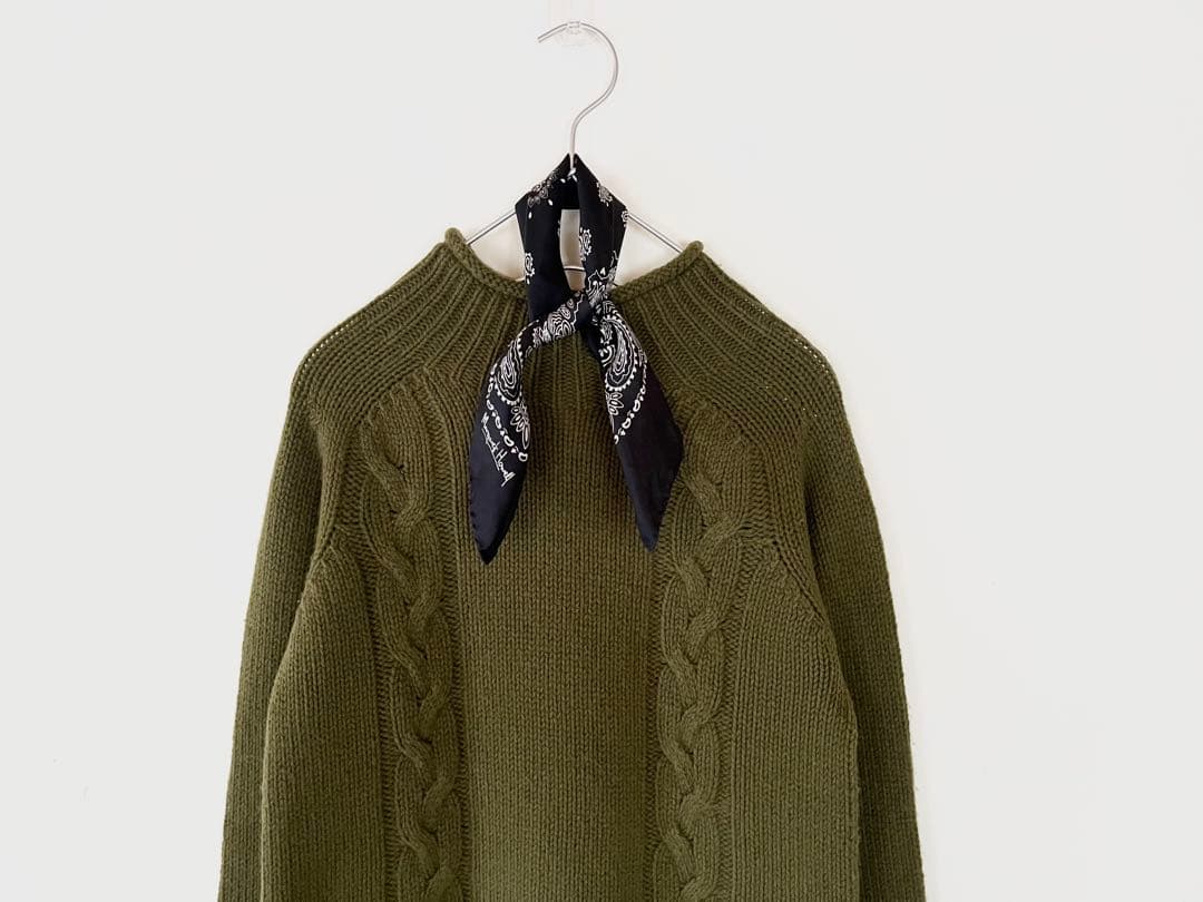 美品 マーガレットハウエル ハーフネックケーブル編みニット 店舗限定7.2万