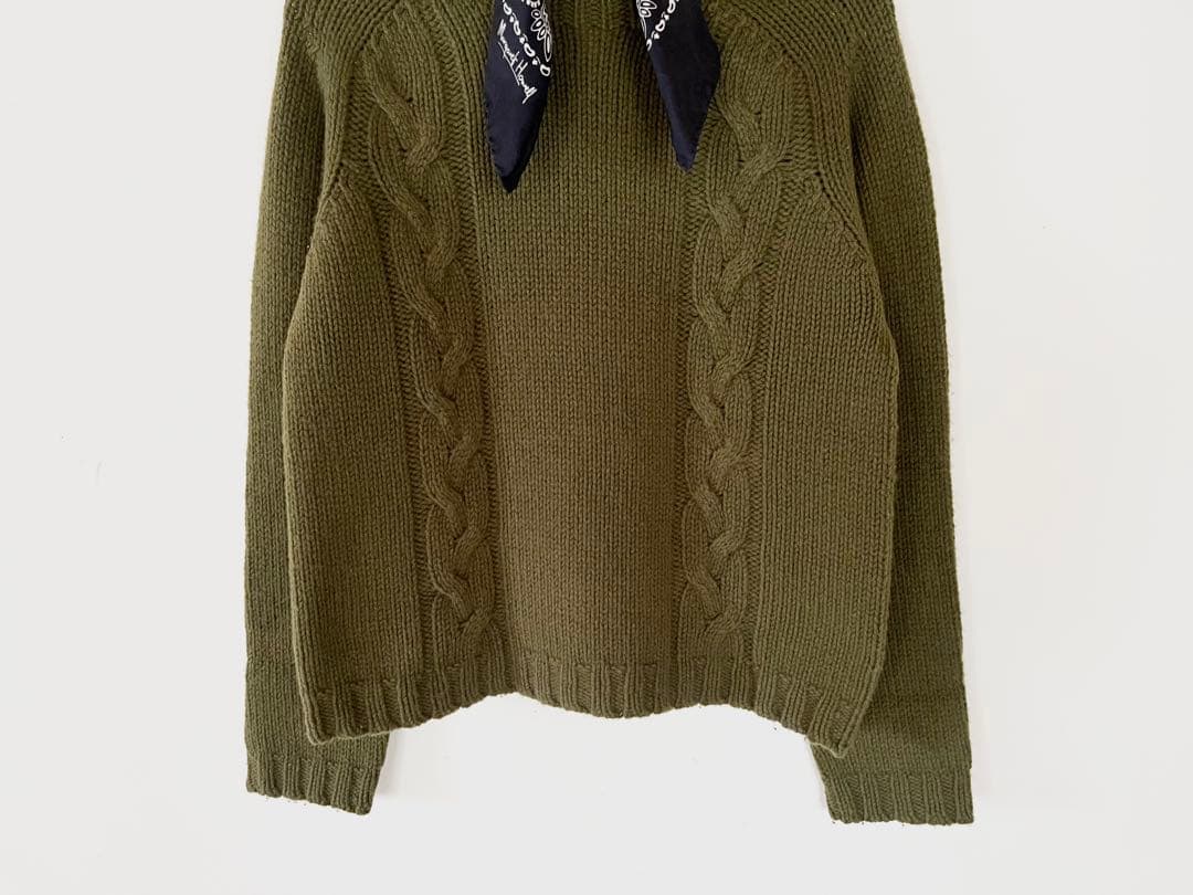 美品 マーガレットハウエル ハーフネックケーブル編みニット 店舗限定7.2万