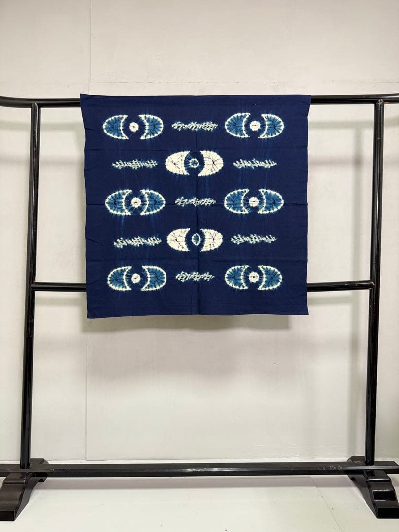 N 「有松鳴海絞り」藍染作家 片野元彦 国産天然藍染 希少「片野絞り」古布