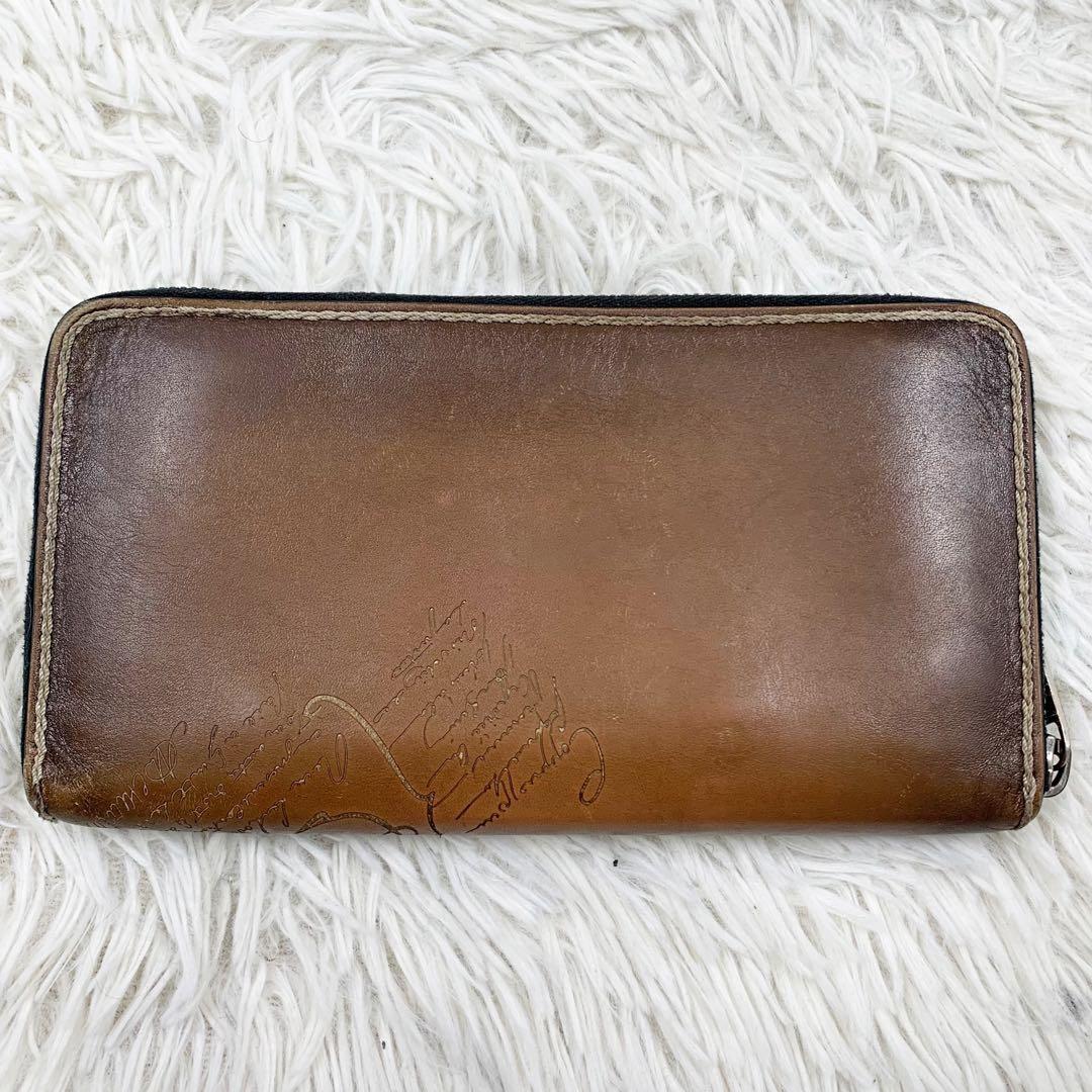 【✨美品✨】ベルルッティ 長財布 カリグラフィ スクリットレザー ブラウン