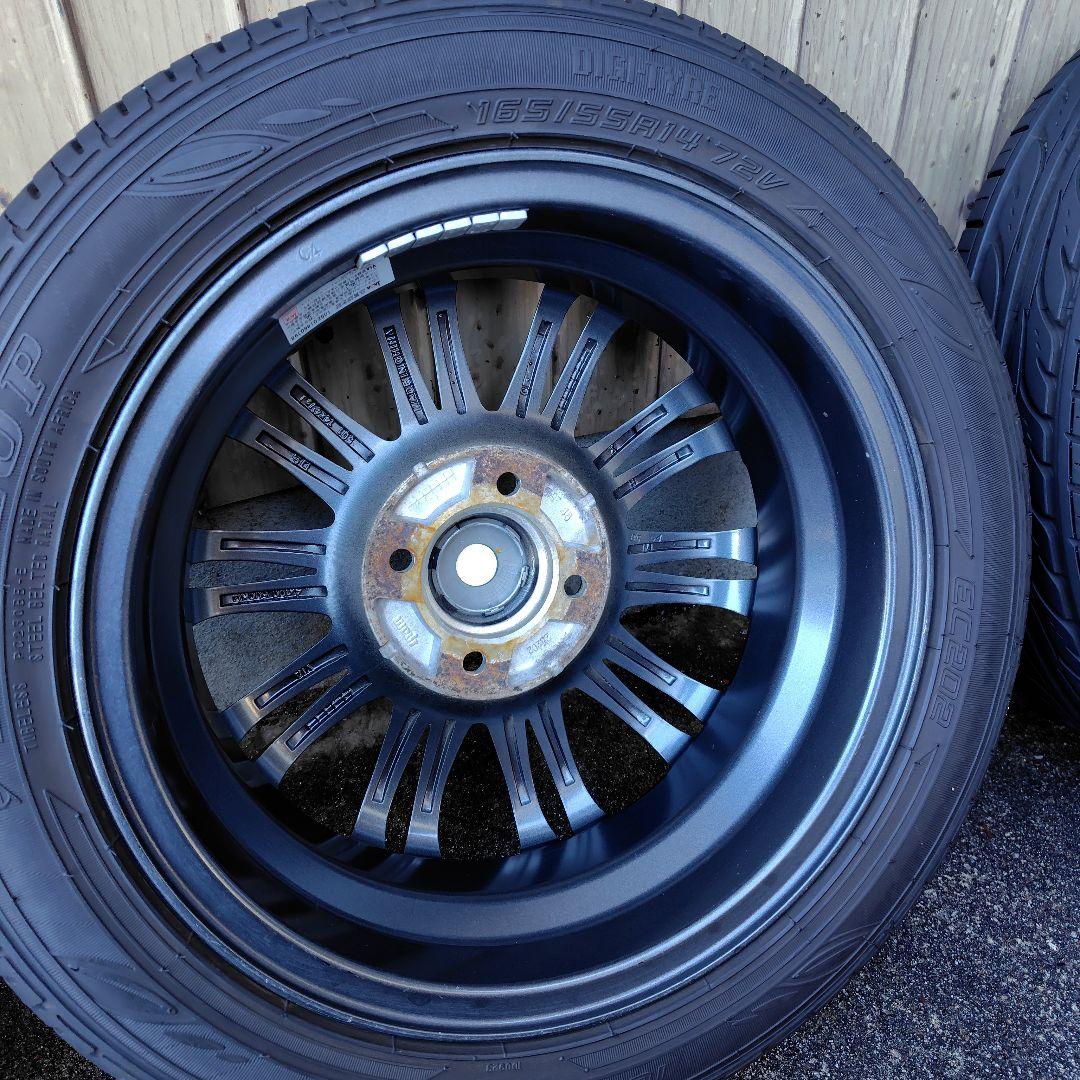 軽自動車用14インチアルミホイールサマータイヤ付。バリ溝美品。