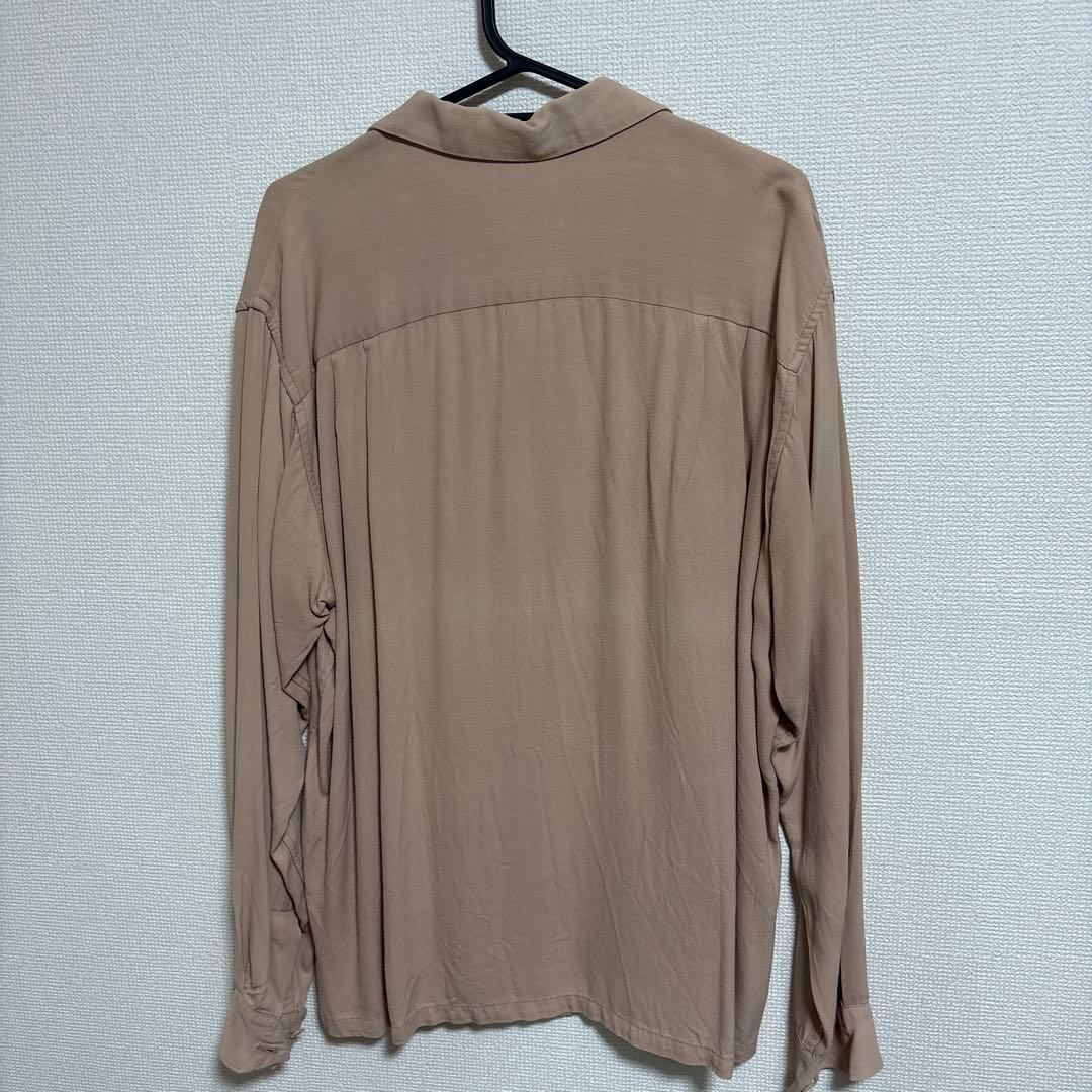 50s レーヨン サーモンピンク オープンカラーシャツ