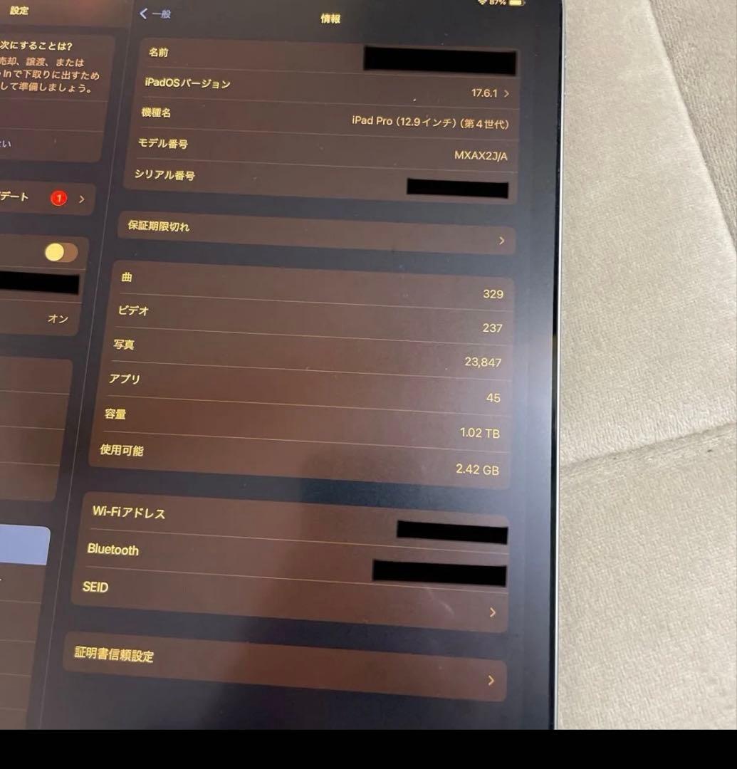 Apple iPad Pro 12.9 2020 1TB Wi-Fiモデル