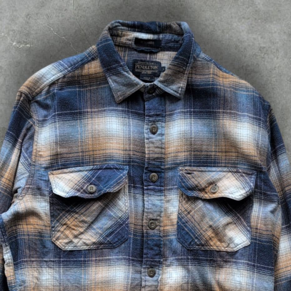 b*e様 ペンドルトン BORNSIDE チェック ネルシャツ ブルー系 Lサイ