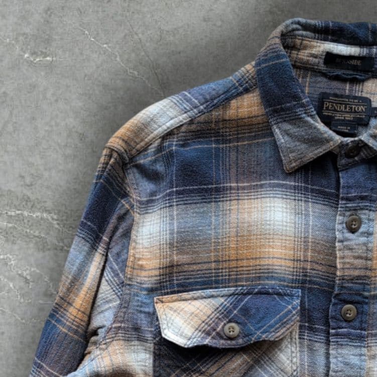 b*e様 ペンドルトン BORNSIDE チェック ネルシャツ ブルー系 Lサイ