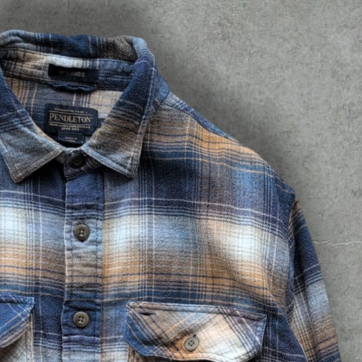 b*e様 ペンドルトン BORNSIDE チェック ネルシャツ ブルー系 Lサイ