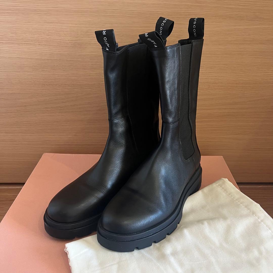 FABIO RUSCONI トラックソールサイドゴアブーツ ロゴ