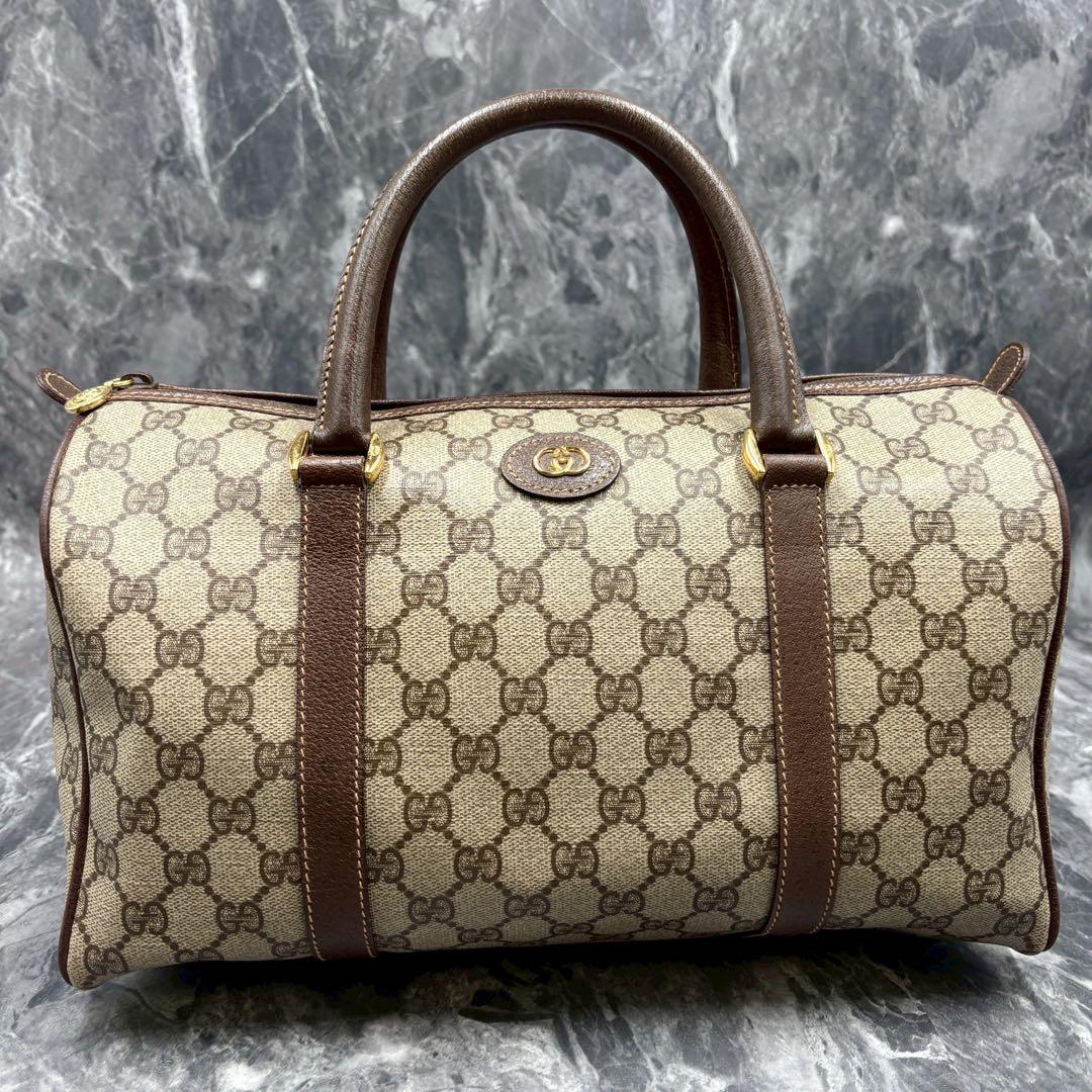 ✨極美品✨GUCCI GGボストンバッグ ショルダー ベージュ ブラウン レザー