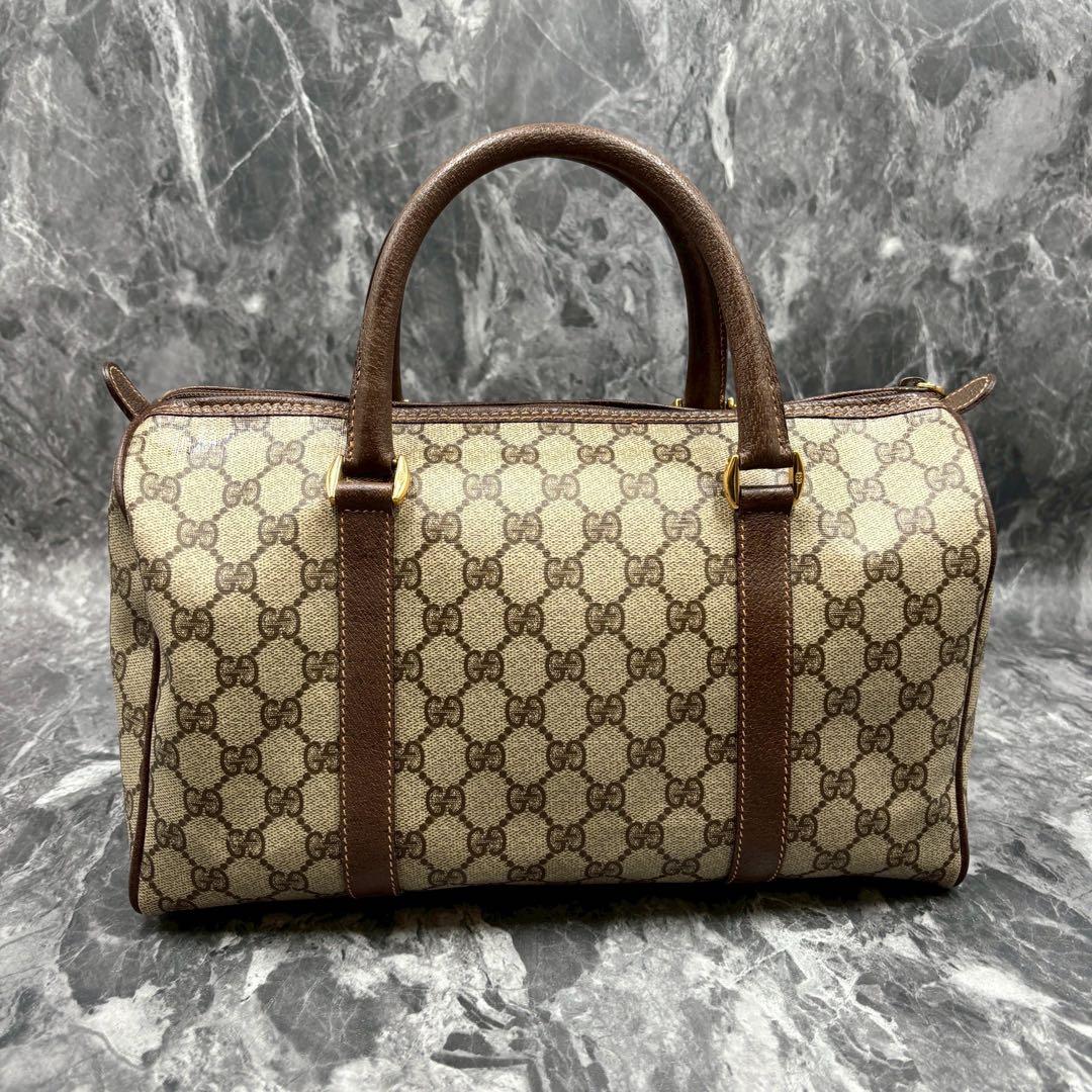 ✨極美品✨GUCCI GGボストンバッグ ショルダー ベージュ ブラウン レザー