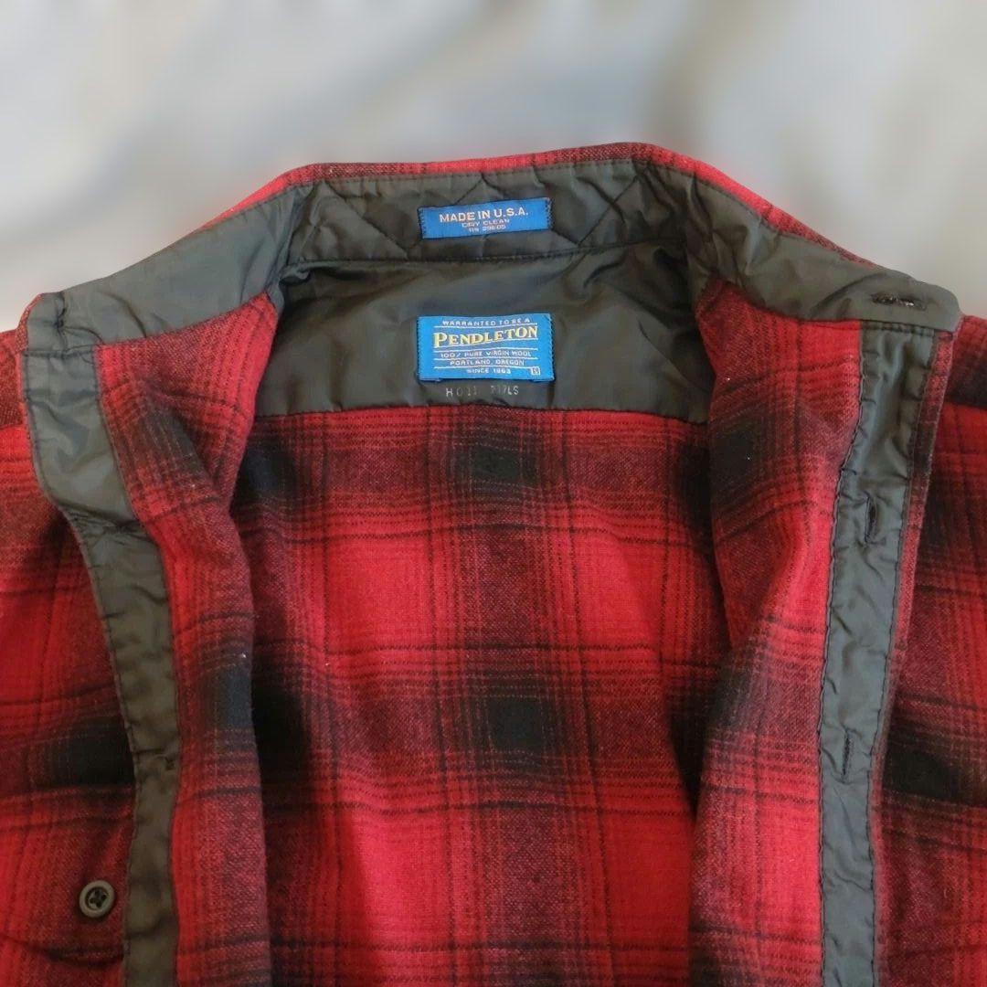 90s ペンドルトン オンブレシャツ 赤黒 アメリカ製　ウール