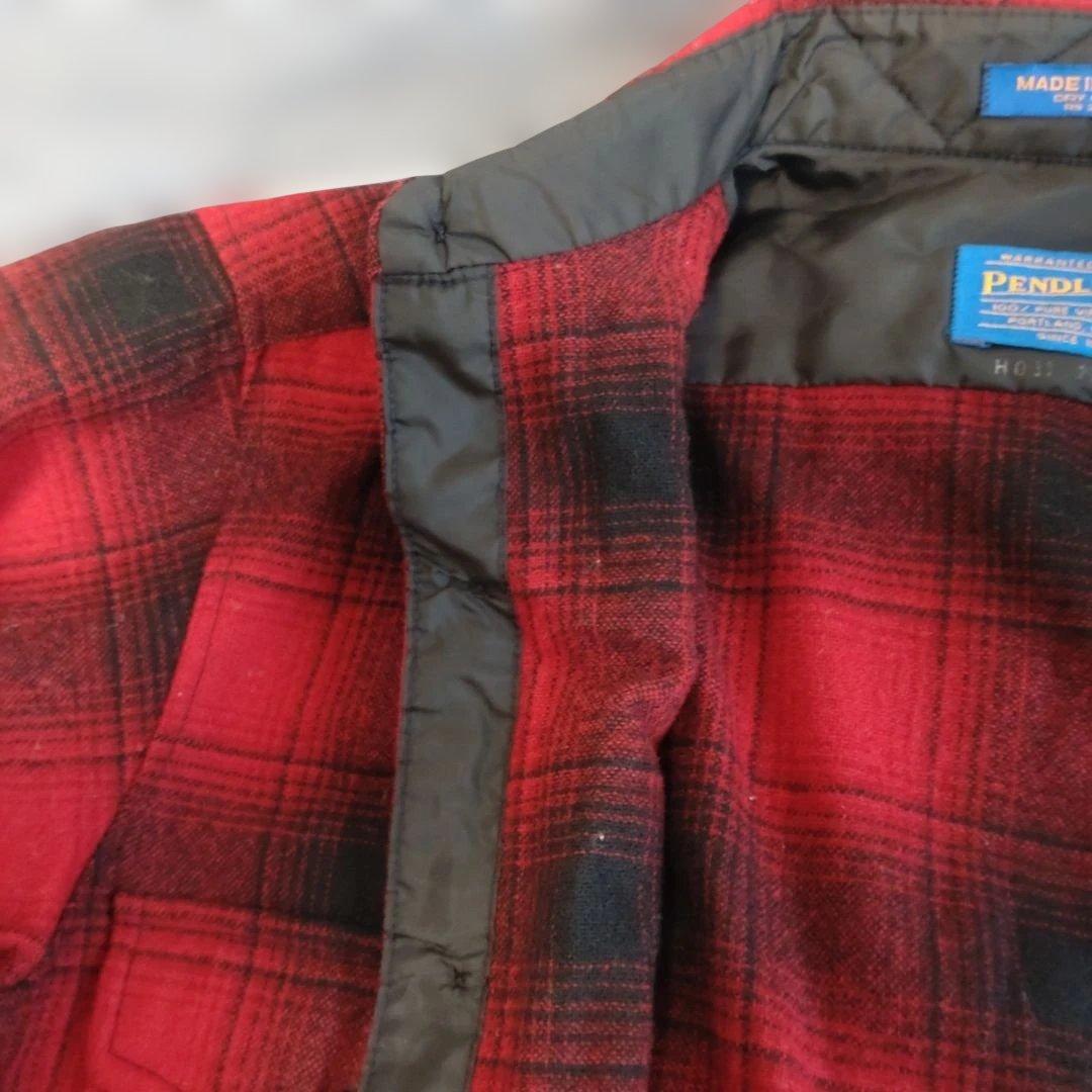 90s ペンドルトン オンブレシャツ 赤黒 アメリカ製　ウール