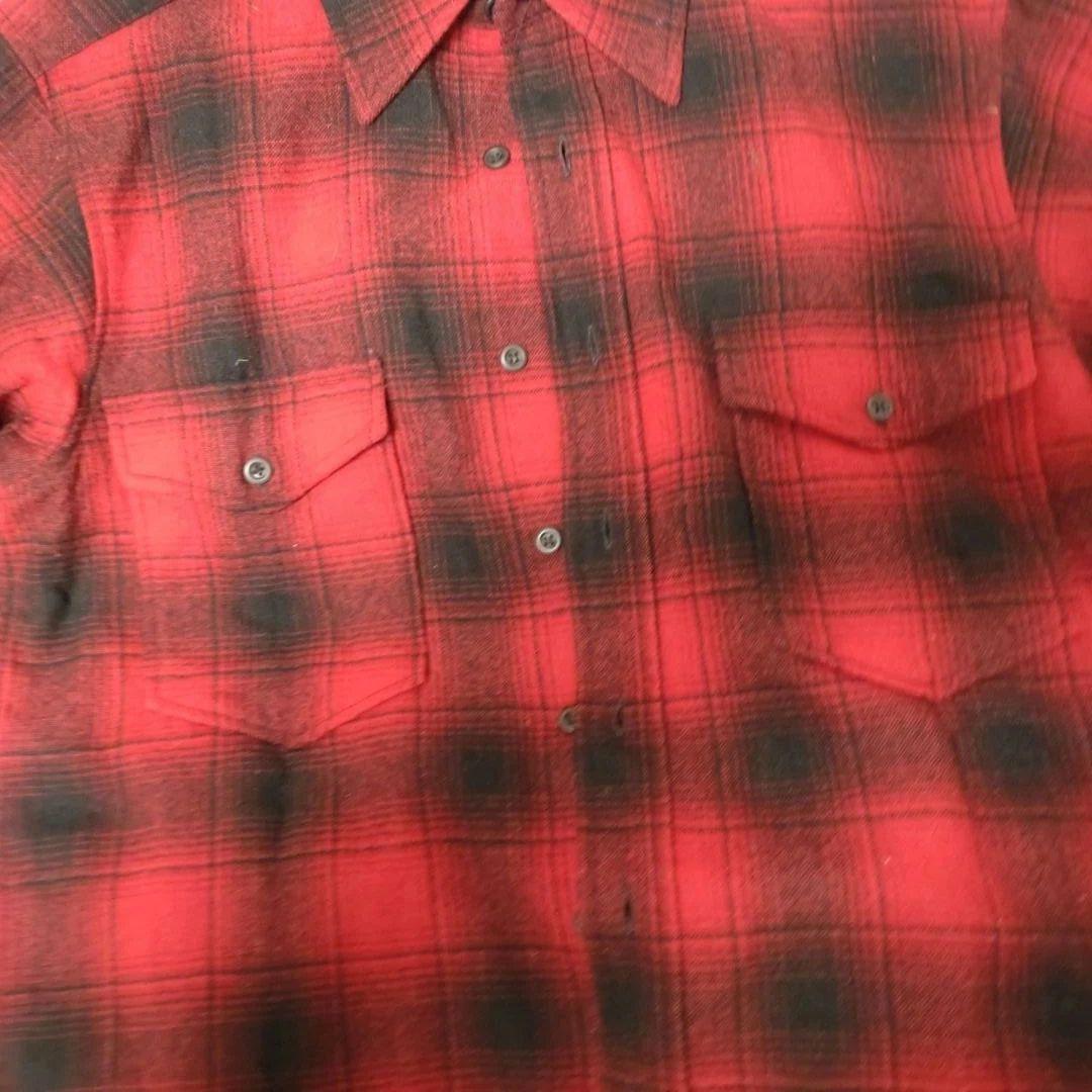 90s ペンドルトン オンブレシャツ 赤黒 アメリカ製　ウール