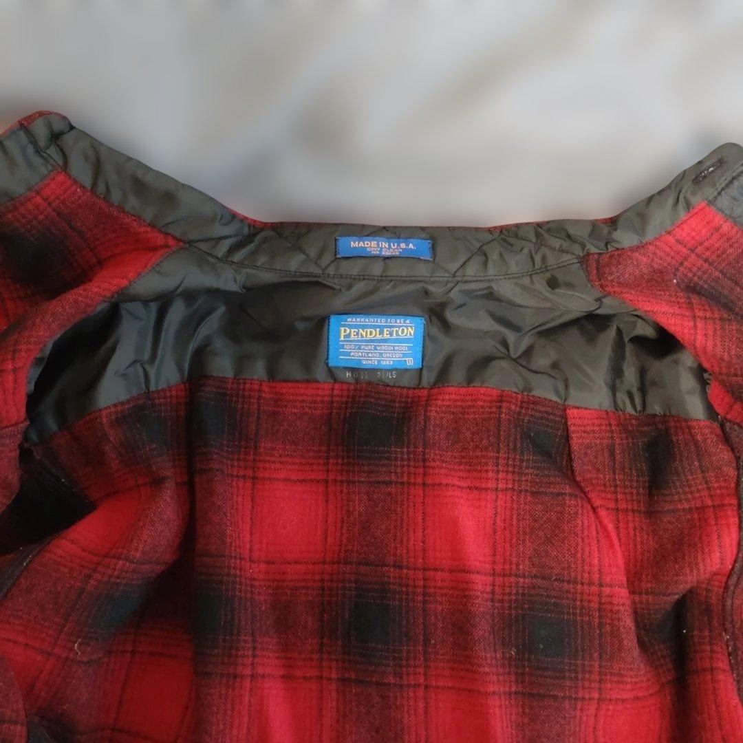 90s ペンドルトン オンブレシャツ 赤黒 アメリカ製　ウール
