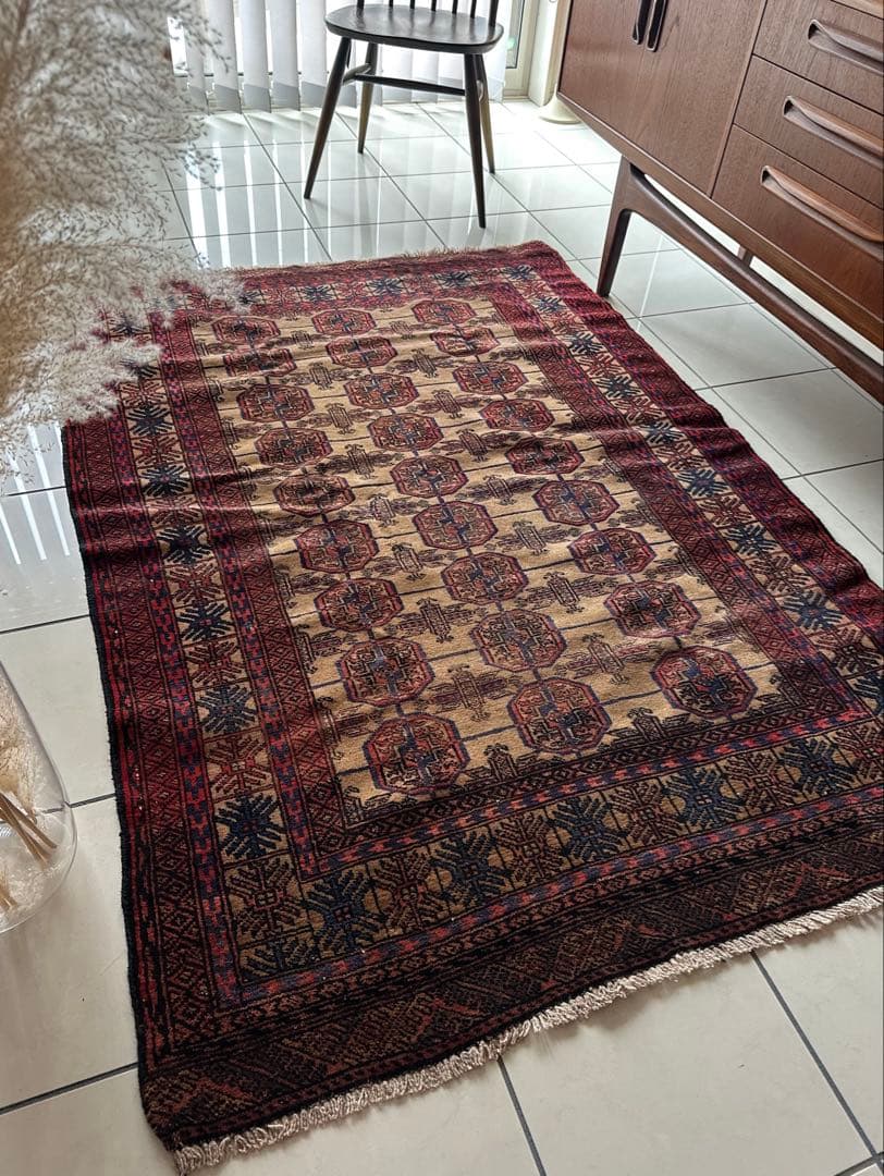 174×121 ヴィンテージラグ　バルーチ　手織ラグ