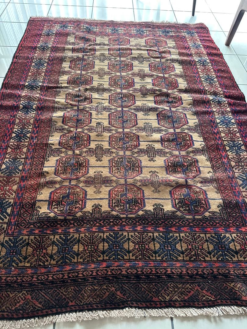 174×121 ヴィンテージラグ　バルーチ　手織ラグ