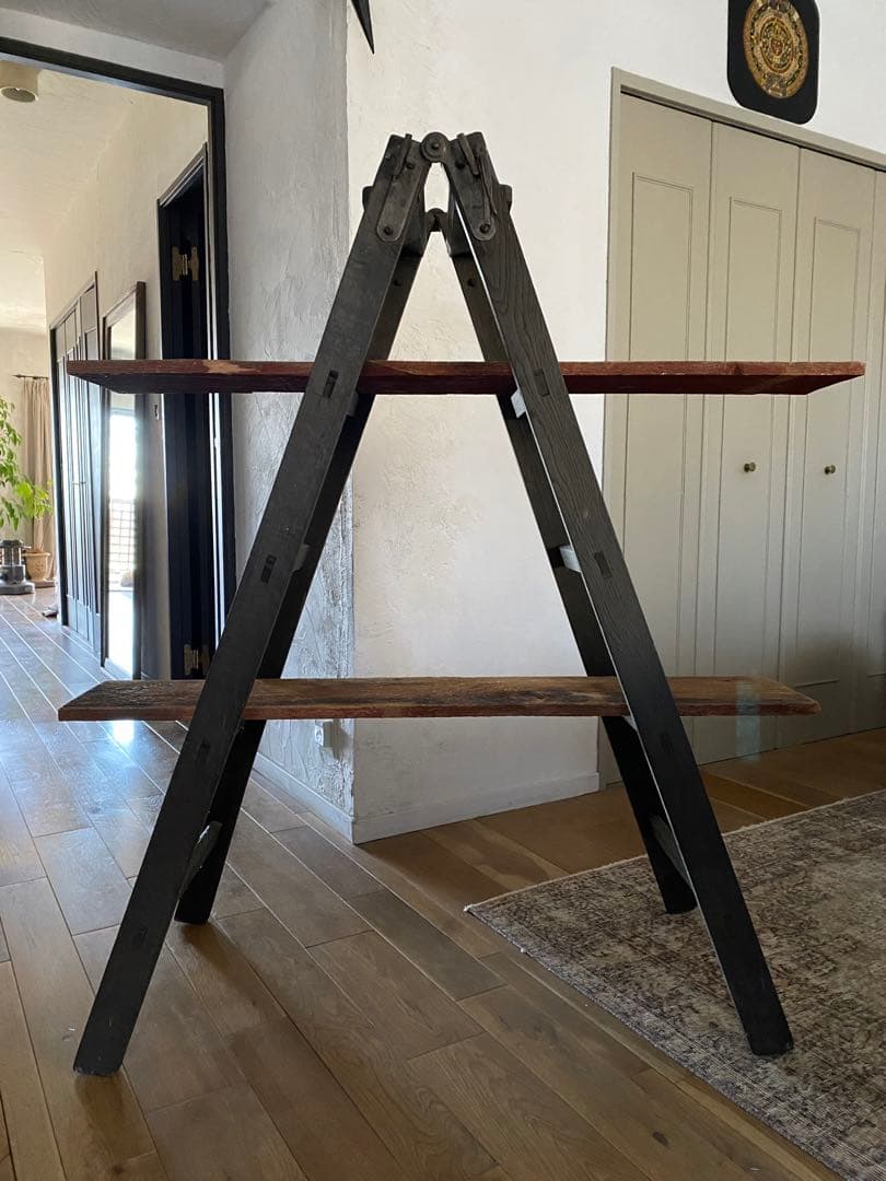アンティーク脚立＋板2枚　GALLUP 古材　個性的な棚