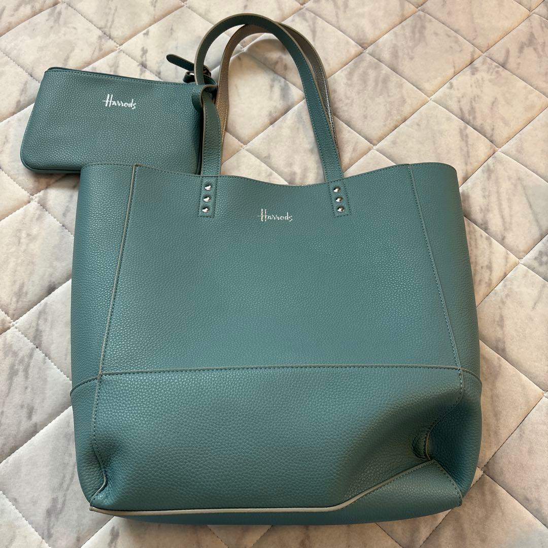 ハロッズらリバーシブルバッグ ポーチ付き新品