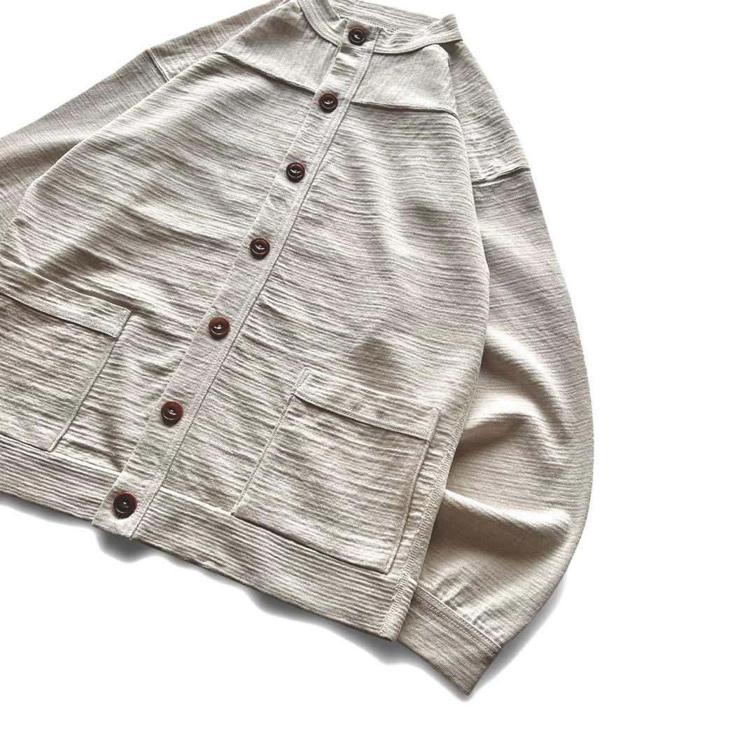 【極美品】45R/でこぼこギマニットソーの908カーディガン/ベージュ