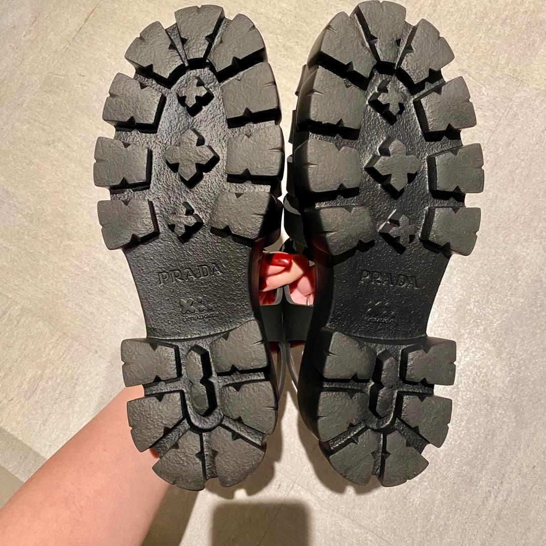 1度着用 美品 プラダ モノリス ラバー サンダル 38 PRADA