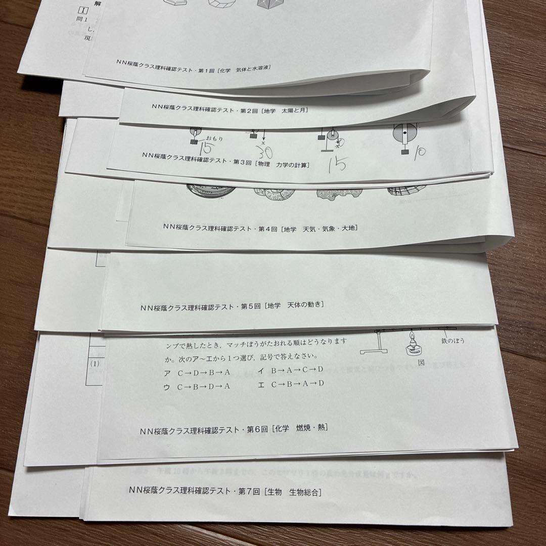 NN桜蔭グラス分け　理科確認テスト12セット　令和8年