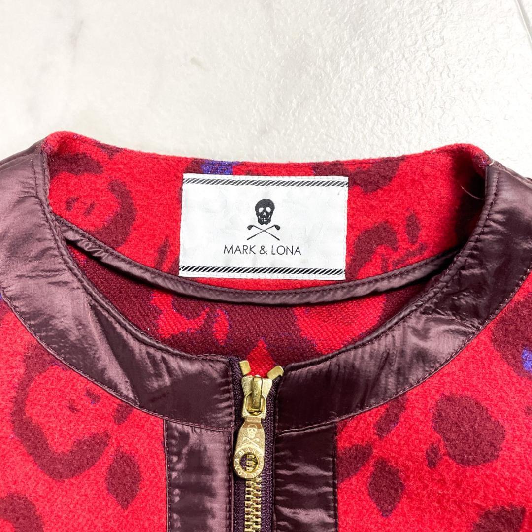美品 MARK&LONA リンゴ柄中綿ブルゾン レッド サイズL*CD39