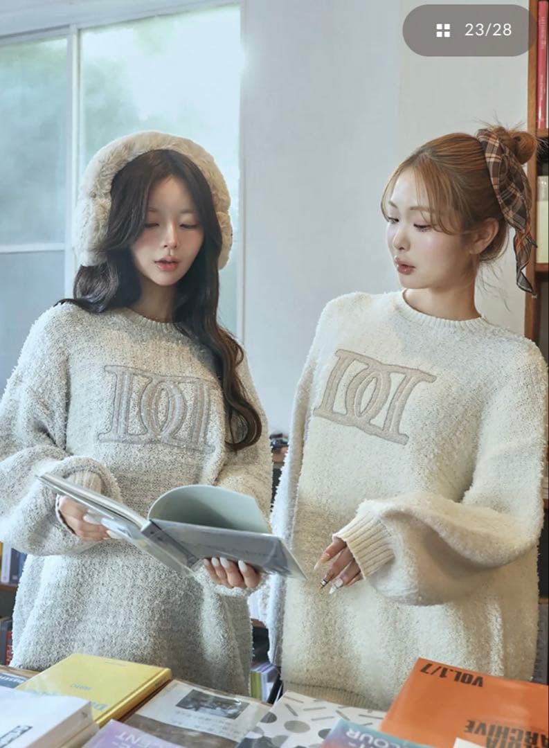 ダーリッチ　DDロゴツイードニットプルオーバー　White完売品