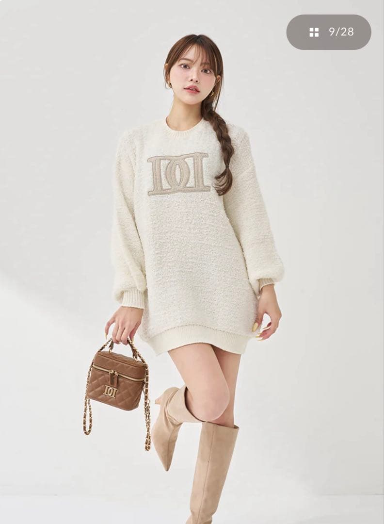 ダーリッチ　DDロゴツイードニットプルオーバー　White完売品