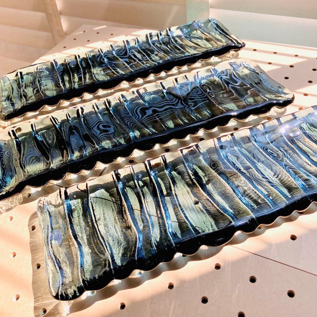 ★sghr■ウェーブ■長方形プレート30cm■3枚セット■