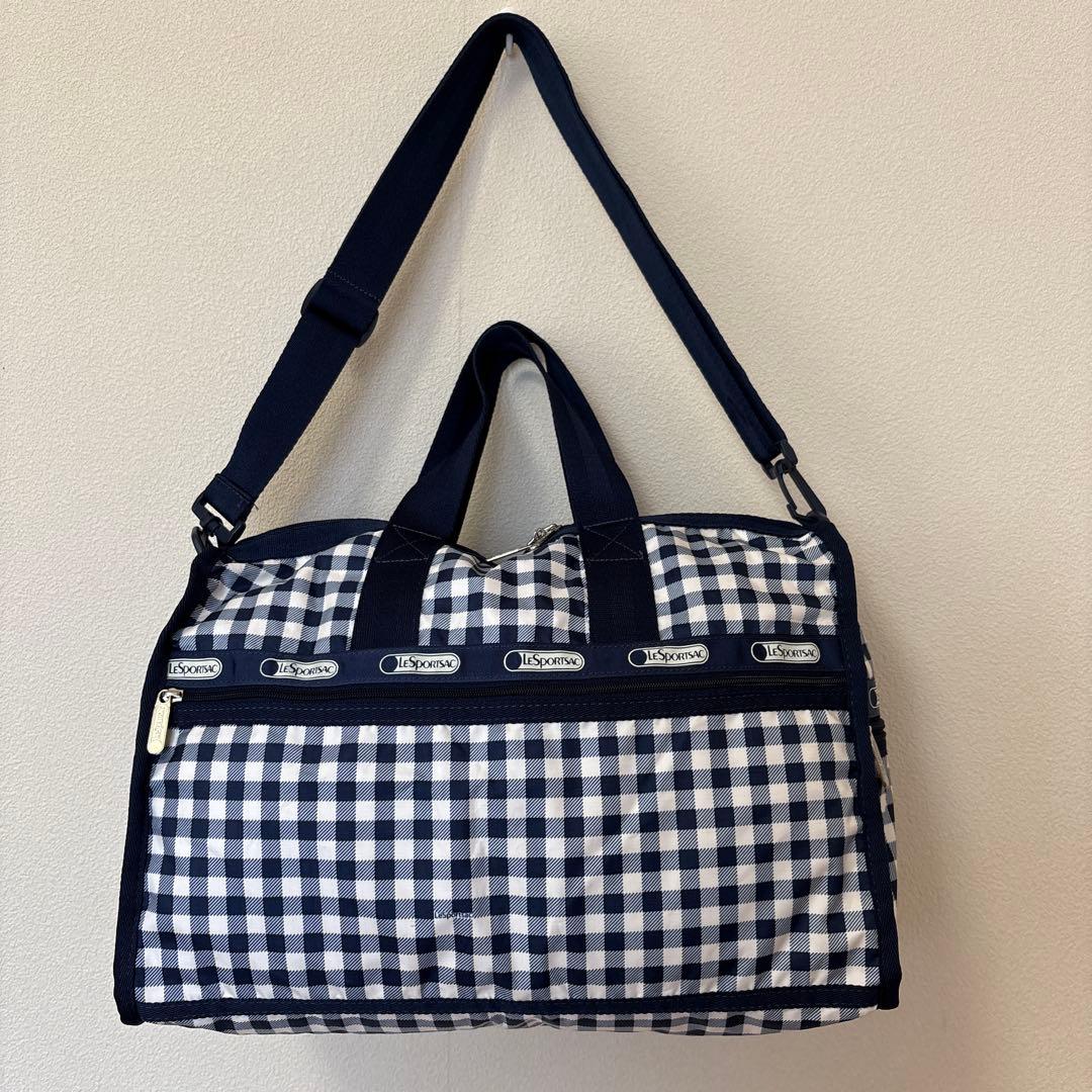 LESPORTSAC レスポートサック　ボストンバッグ　チェック柄　紺色