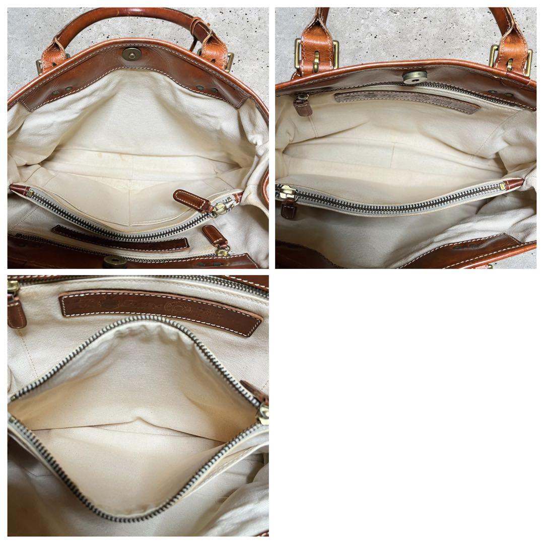 美品　フェリージ　トートバッグ　ナイロン　レザー　3層　肩掛け　カーキ　ブラウン