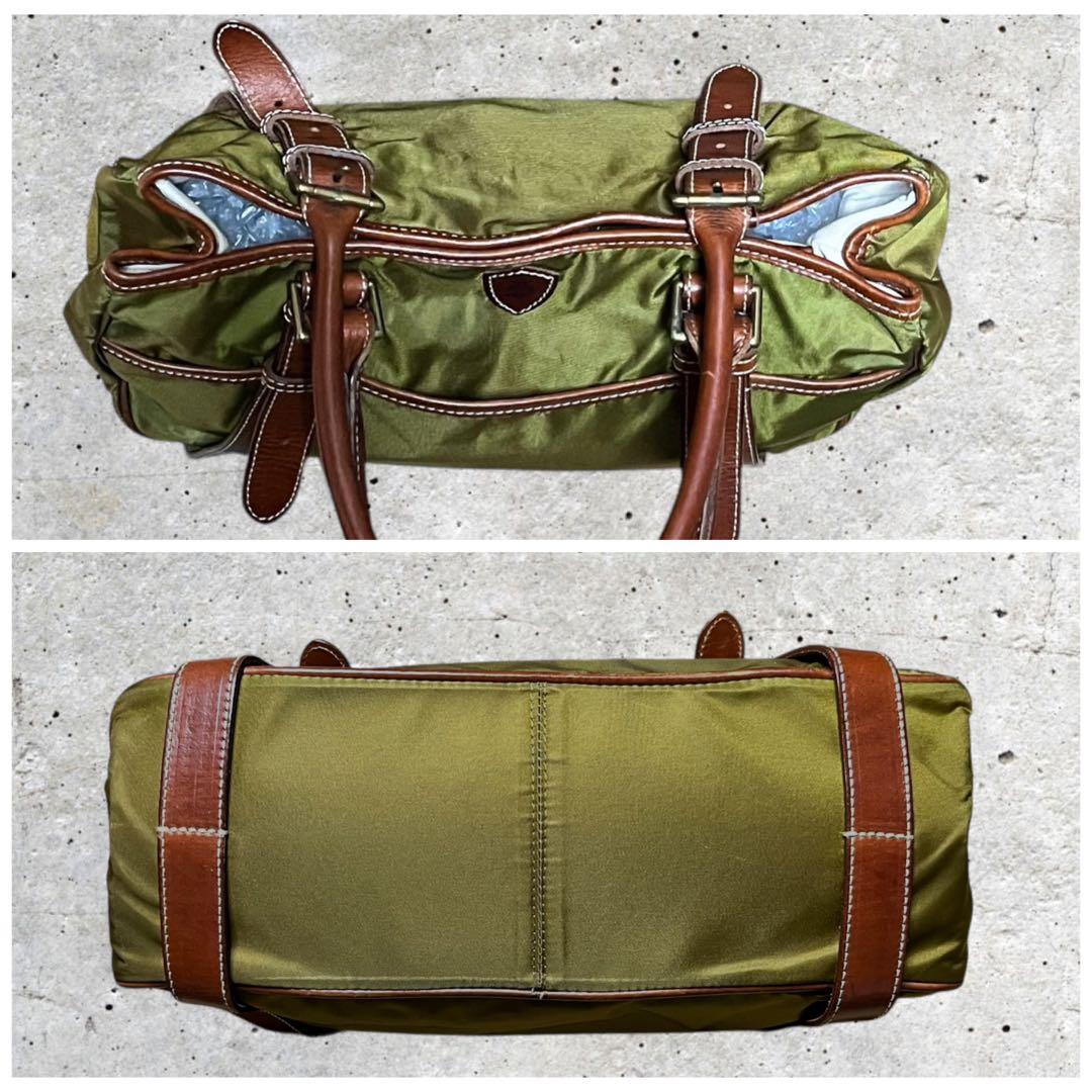 美品　フェリージ　トートバッグ　ナイロン　レザー　3層　肩掛け　カーキ　ブラウン