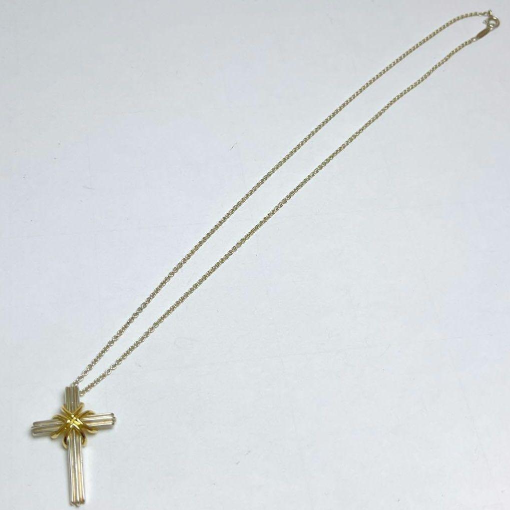 ティファニー　シグネチャー　クロス　コンビ　ネックレス　925 750