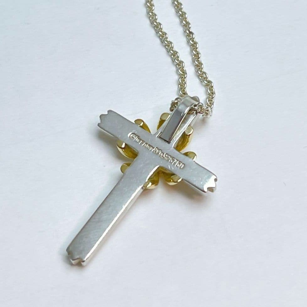 ティファニー　シグネチャー　クロス　コンビ　ネックレス　925 750