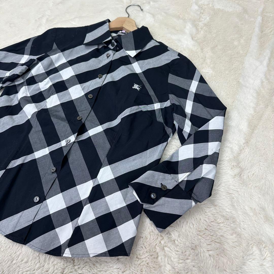 ✨美品✨バーバリーロンドン モノトーンメガチェック長袖シャツ ホースロゴ L