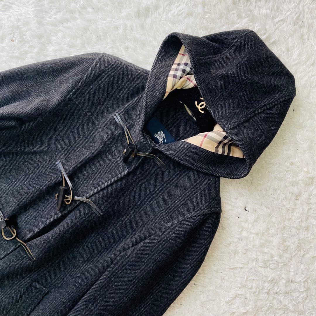 良品　バーバリーロンドン　ダッフルコート　ノバチェック ウール　カシミヤ混