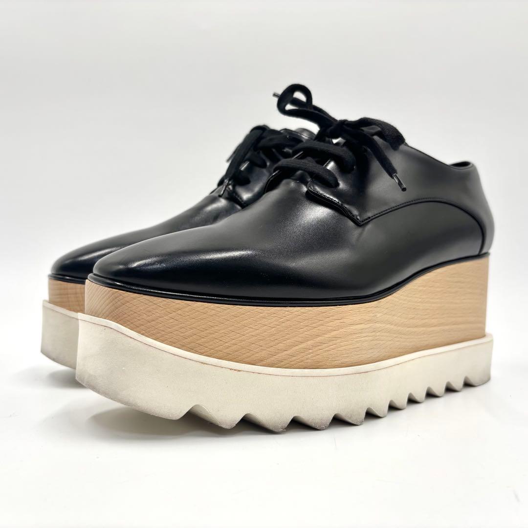 美品 ステラマッカートニー エリス プラットフォームシューズ ブラック 黒 厚底