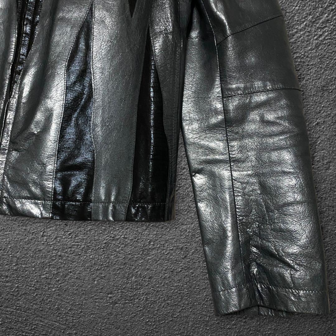 ジャケット・アウター FICCE crocodile embossed leather jacket