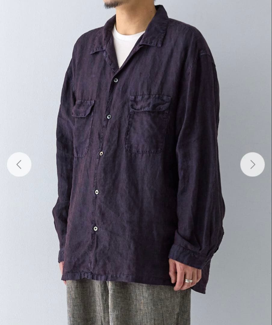リネン ピグメントバイオ オープンカラーシャツ
