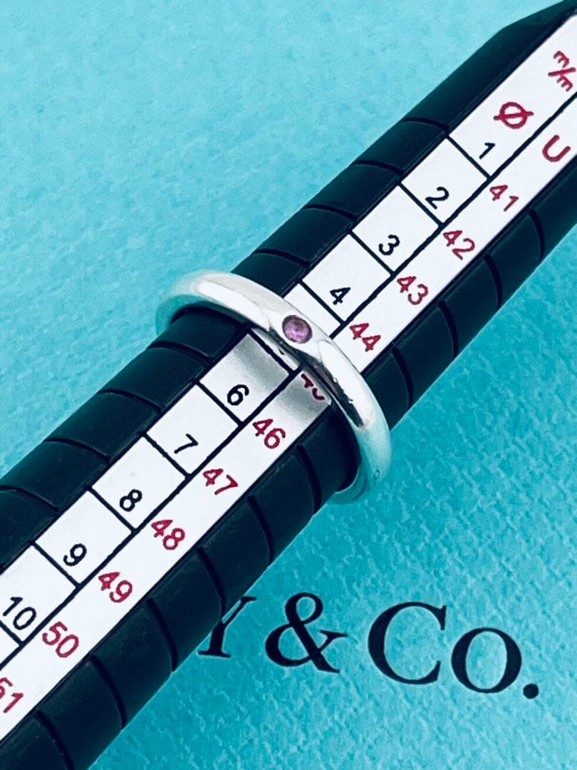 h968 ティファニー　スタッキングバンド　ピンクサファイア　リング　約5号