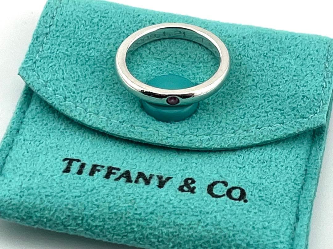 h968 ティファニー　スタッキングバンド　ピンクサファイア　リング　約5号