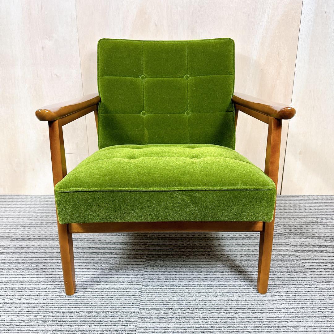 【美品】カリモク60 Kチェア モケットグリーン ソファ 1人