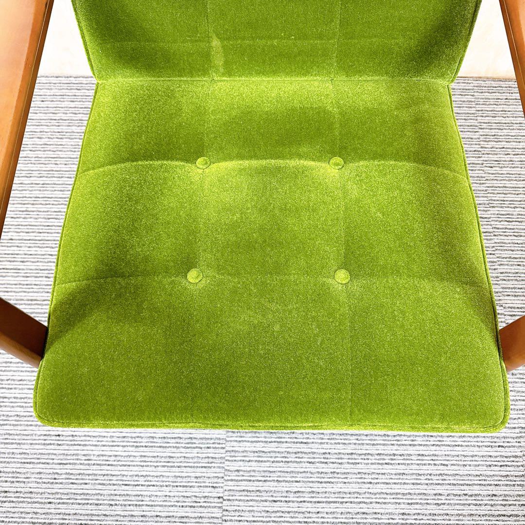 【美品】カリモク60 Kチェア モケットグリーン ソファ 1人