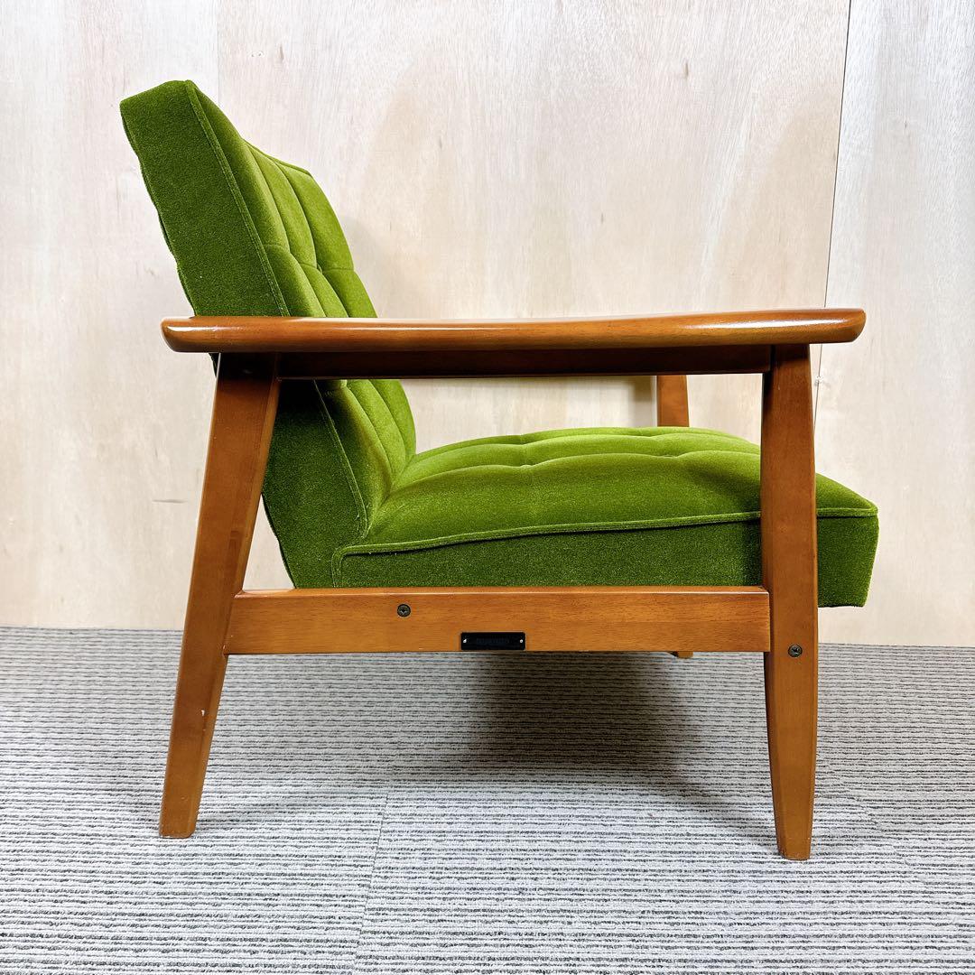 【美品】カリモク60 Kチェア モケットグリーン ソファ 1人