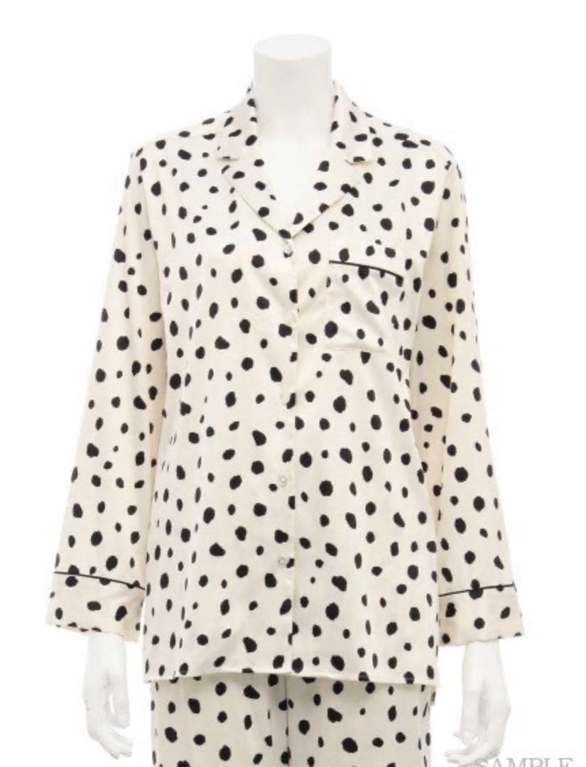 gelato pique ダルメシアンサテンシャツ・サテンロングパンツ　WHT