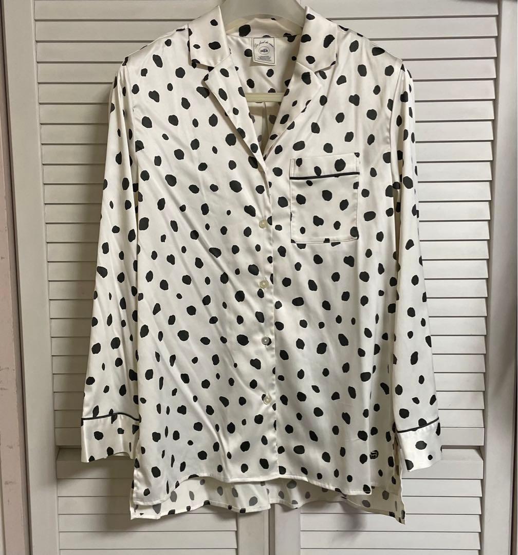 gelato pique ダルメシアンサテンシャツ・サテンロングパンツ　WHT