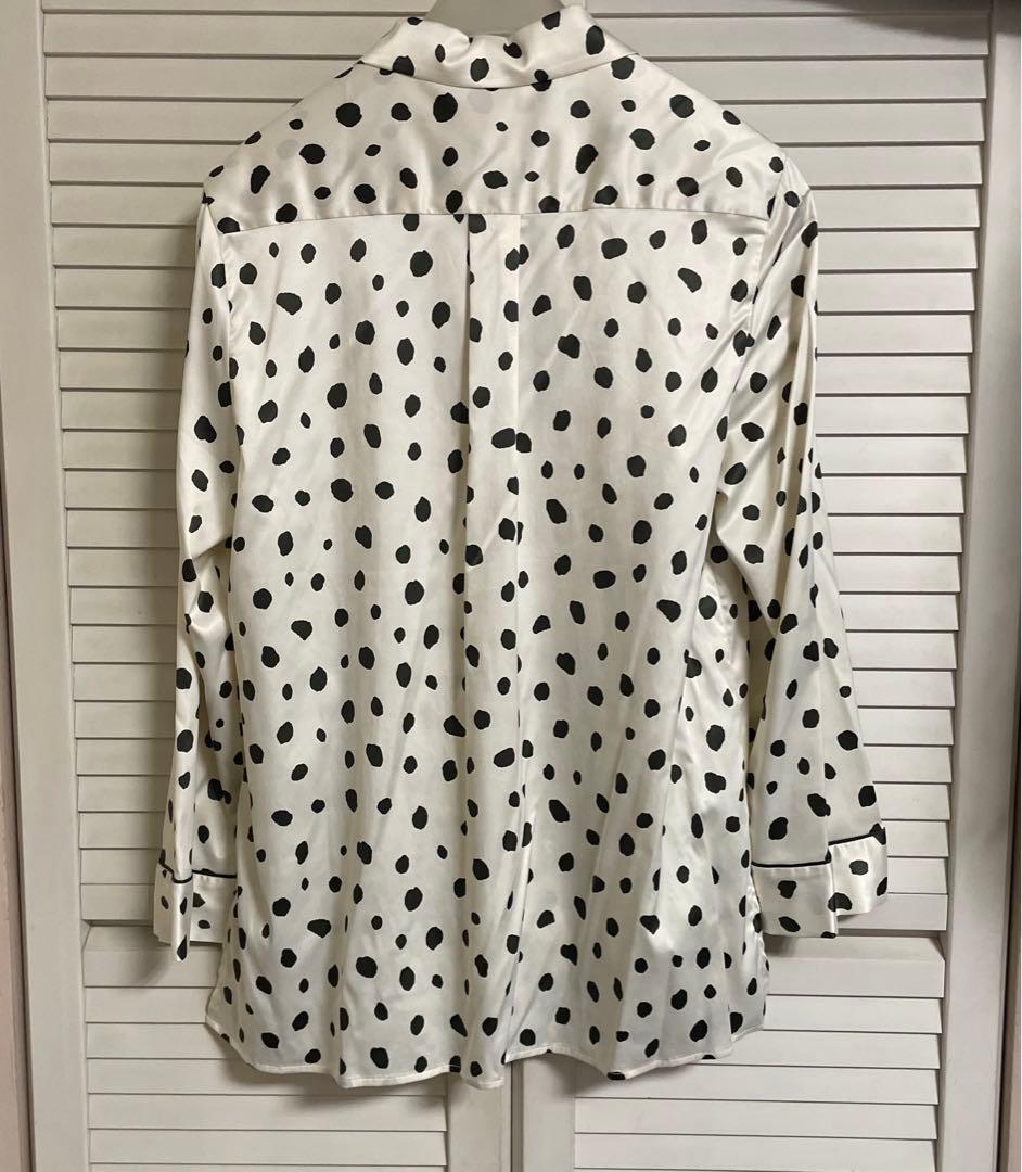 gelato pique ダルメシアンサテンシャツ・サテンロングパンツ　WHT