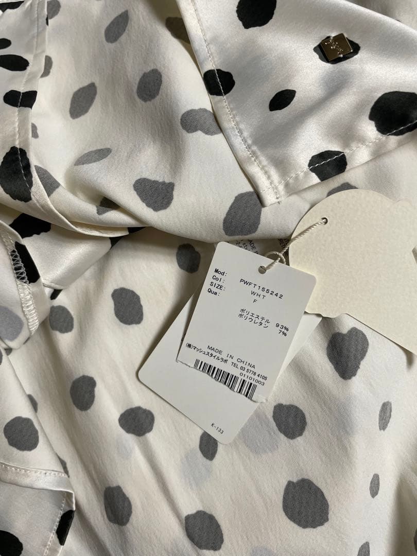 gelato pique ダルメシアンサテンシャツ・サテンロングパンツ　WHT