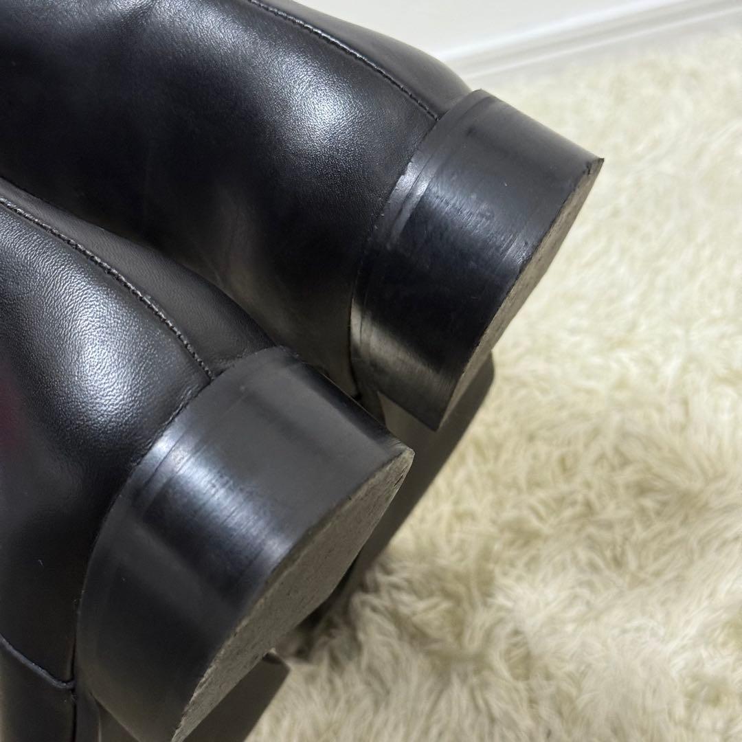 美品✨ REMME ロングブーツ　サイドジップ　サイドゴア　ブラック　レザー