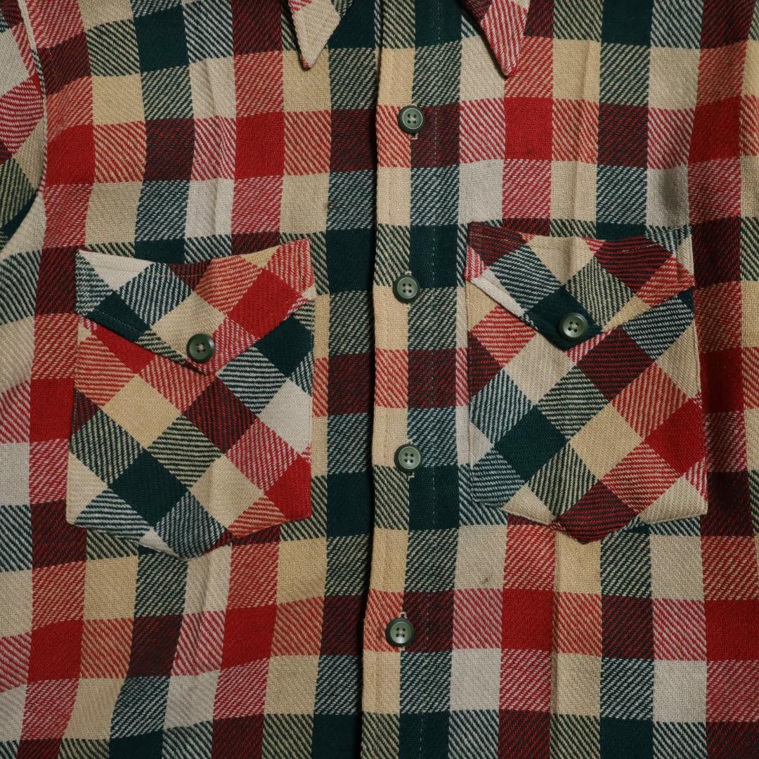 新品 希少 40's ウールシャツ マチ付 チェック ビンテージ 実物 美品