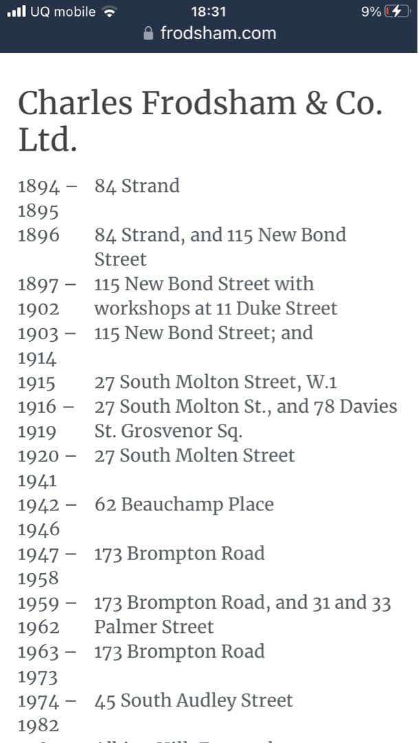 1900年頃　Chas Frodsham 住所入り　船舶時計　動作品　状態良好